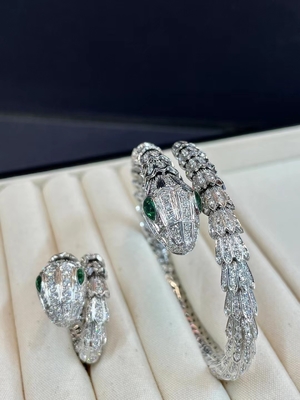 100% Real 18K Gold Luxury Brand Jewelry Serpenti Viper Bracelet Ring China Factory