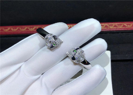 Brand Jewelry 18K pink gold Panthère de Brand bracelet set with tsavorite garnets and onyx