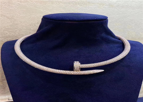 Shinning White Gold Cartier Jewelry / Juste Un Clou Necklace Full Diamond Paved