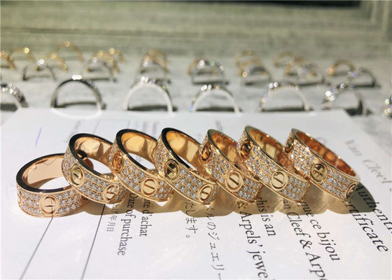Sophisticated 18K Gold Diamond Ring , Customized Brand Love Wedding Ring