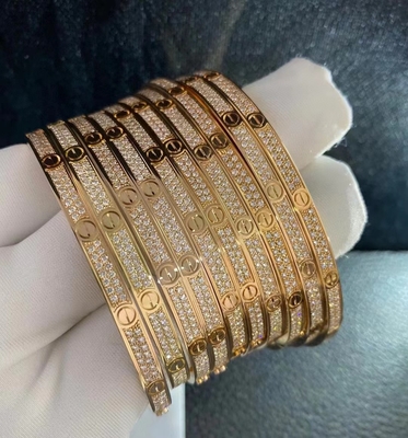 عالية الجودة مصنع المجوهرات المخصصة الصين مصنع كارتييه كامل الماس الحب سوار 18k الذهب والمجوهرات سوار